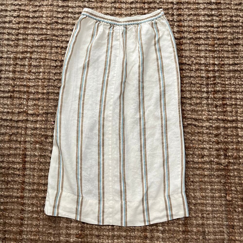 Madewell Column Maxi Skirt 100% Linen Surplus Stripe Size L NWOT Resort Coastal - Picture 3 of 10